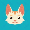 Cat emotional head. Vector illustration of cute kitty shows neutral emotion. Poker face emoji. Smiley icon. Chat