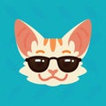 Cat emotional head. Vector illustration of cute kitty in sunglasses shows emotion. Cool emoji. Smiley icon. Chat Royalty Free Stock Photo