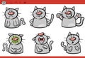 Cat emotions cartoon illustration set