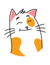 Cat expression. Cartoon pet with cute emotion, creative emoji of home animal. Vector illustration of funny mood of cat