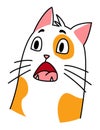 Cat expression. Cartoon pet with cute emotion, creative emoji of home animal. Vector illustration of funny mood of cat