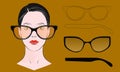 cat eye glasses line art Royalty Free Stock Photo