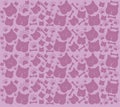 cat face background, bones, cat paws in different purple colors