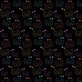 Cat face and fish bone pattern background