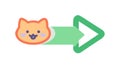 Cat Face Forward Progress Icon, Green Arrow Vector, vector design Generative AI Royalty Free Stock Photo