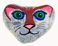 A cute little cat face painted on pebble Royalty Free Stock Photo