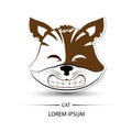 Cat face saw tooth smile logo and white background illust