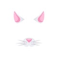 Cat face vector illustration. Cat character ears and nose for video chart filter effect, kitten mask for selfie photo Royalty Free Stock Photo