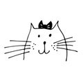 Cat face vector illustration, hand drawn sketch cat Royalty Free Stock Photo
