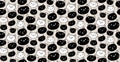 Cat faces pattern, seamless animal texture, cute vector black and white kitty background