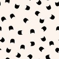 Cat faces seamless pattern. Black and beige vector background. Sipmle pet graphics