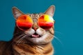 portrait sunglasses funny fashion cat animal neon pet cute colourful. Generative AI.