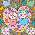 Cat fat cute sweet love fruit seamless pattern