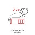 Cat fatigue and lethargy icon. Apathy in cats. Royalty Free Stock Photo