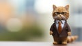 A cat figurine wearing a suit and tie, AI Royalty Free Stock Photo