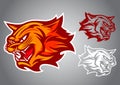 Cat fire red logo vector emblem