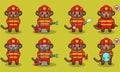 Vector illustration of Monkey firefighters