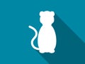 Cat flat icon with long shadow. Lion. Vector