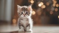 cat on the floor Beautiful cute little one month old kitten meowing and smiling Royalty Free Stock Photo