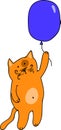 Cat flying on a balloon.