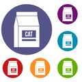 Cat food bag icons set Royalty Free Stock Photo