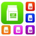 Cat food bag set color collection Royalty Free Stock Photo