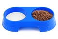 Cat food for a double bowl. Royalty Free Stock Photo