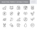 Cat food line icons. Vector illustration include icon outline bag, can, weight scales, stomach, sand box, pouch Royalty Free Stock Photo