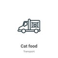 Cat food outline vector icon. Thin line black cat food icon, flat vector simple element illustration from editable transport Royalty Free Stock Photo