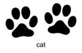 Cat footprint. Cat stamp. Foot print track icons vector set. Black and white. Isolated vector illustration. Black ink Royalty Free Stock Photo