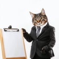 A cat in a formal suit, confidently delivering an engaging presentation. Royalty Free Stock Photo