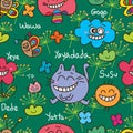 Cat friend abstract alice seamless pattern Royalty Free Stock Photo