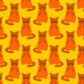 Cat fuck pattern seamless. Pet Rude gesture background . vector illustration animal ornament