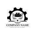 Cat and gear and wrench logo Royalty Free Stock Photo