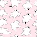 Simple cute cat, kitten ghost characters with tails and whiskers pattern