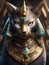 cat with golden eyes and golden egyptian cat. 3d illustration, Ai Generated