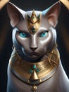 cat with golden eyes and golden egyptian cat. 3d illustration, Ai Generated