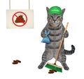 Cat gray with sign and poop bag 3 Royalty Free Stock Photo