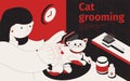 Cat Grooming Isometric Background