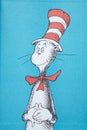 The Cat in the Hat on a blue page