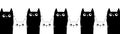 Cat head face line set. White black kitten pattern banner. Different size big small middle. Cats family. Cute cartoon funny