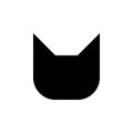 Cat head faceless vector logo and icon. No face. Black silhouette. Royalty Free Stock Photo