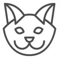 Cat head line icon. Minimal style, kitten pet face symbol. Animals vector design concept, outline style pictogram on