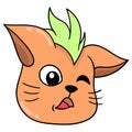 Cat head logo seduces a wink. carton emoticon. doodle icon drawing Royalty Free Stock Photo