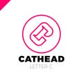 Cat head negative shape on letter c logo