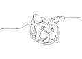 Cat head one line art. Continuous line drawing of pet, mammal, kitten, purebred, breed, friendship, kitty, friend