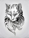 Cat head in the ornament. vector illustration Royalty Free Stock Photo