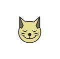 Cat head round icon. Kitten smiling face. Cartoon design icon. Flat vector illustration. Isolated on white background. Royalty Free Stock Photo