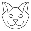 Cat head thin line icon. Minimal style, kitten pet face symbol. Animals vector design concept, outline style pictogram