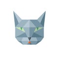 Cat head - vector sign illustration in abstract polygonal style. Cat geometric logo in flat style design. Cat animal symbol.